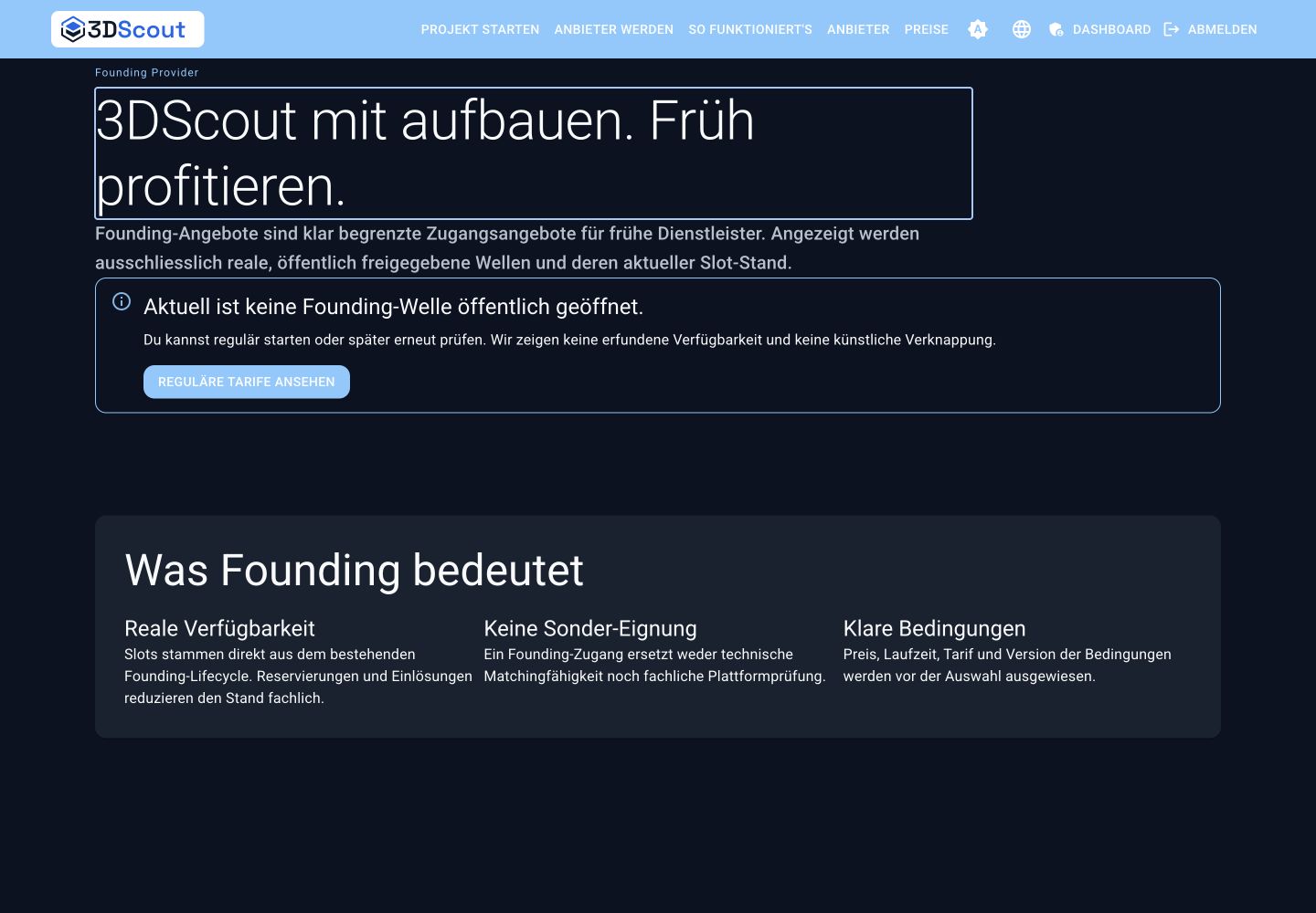Öffentliche Founding-Provider-Seite